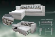 Модерен разтегателен ъглов диван в бяло